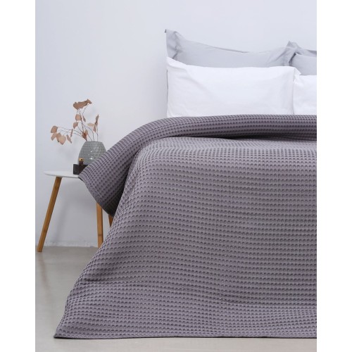 Κουβέρτα πικέ Raul II Μονή (170x240cm) Ανθρακί