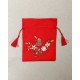 Πουγκί Lux με κέντημα λουλούδια και κορδόνι με φουντίτσες 18x23cm Κόκκινο