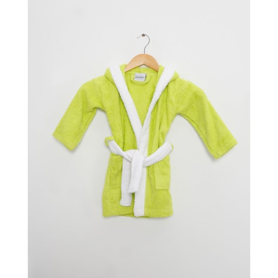 Παιδικό δίχρωμο μπουρνούζι Barry με κουκούλα 2-4 ετών Λαχανί