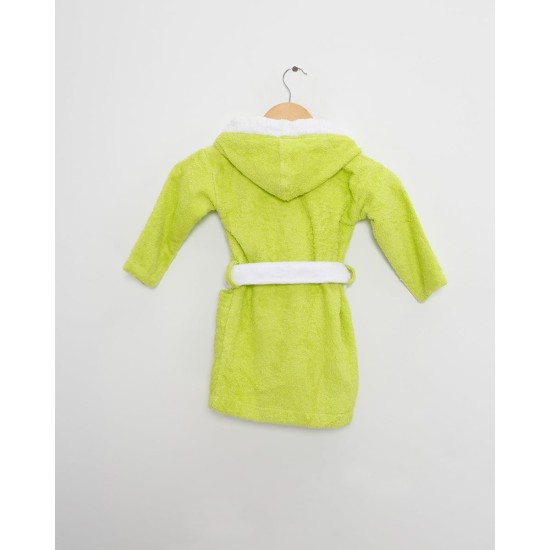 Παιδικό δίχρωμο μπουρνούζι Barry με κουκούλα 2-4 ετών Λαχανί