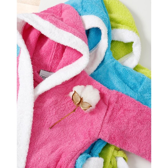 Παιδικό δίχρωμο μπουρνούζι Barry με κουκούλα 2-4 ετών Λαχανί