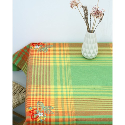 Τραπεζομάντηλο Fraoula με σχέδιο φράουλας 2 ατόμων (85x85cm) Λαχανί