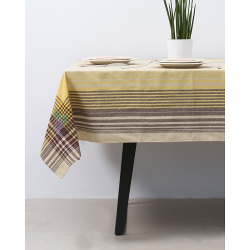 Τραπεζομάντηλο Stafili με σχέδιο σταφύλια 2 ατόμων (85x85cm) Μπεζ