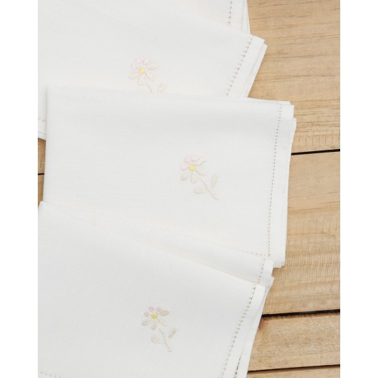 Σετ 4 τεμ Πετσέτες Φαγητού Κέντημα Μαργαρίτα & Αζούρ Bo Maison 42x42cm Εκρού