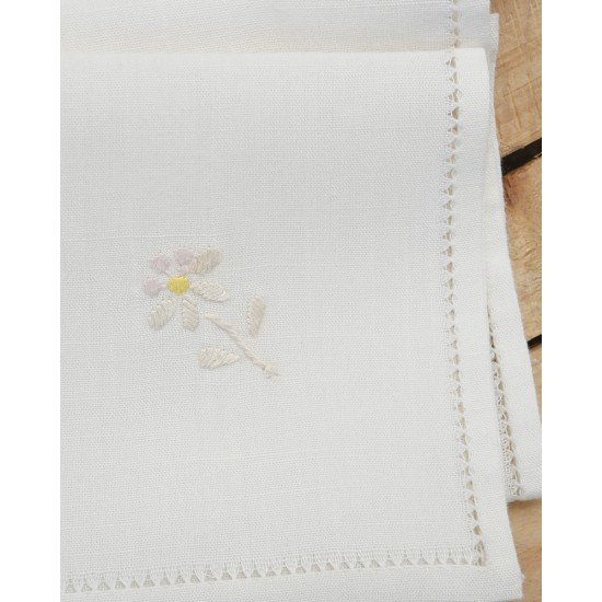 Σετ 4 τεμ Πετσέτες Φαγητού Κέντημα Μαργαρίτα & Αζούρ Bo Maison 42x42cm Εκρού