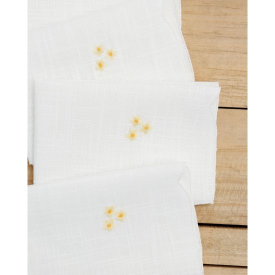 Σετ Πετσέτες Φαγητού 4 τεμ Κέντημα Μαργαρίτα  42x42cm Εκρού