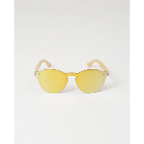 Γυαλιά Ηλίου Polarized Χάλκινος Φακός Ξανθό Ξύλο Μπράτσο Mirror 13.50x14.50cm Χάλκινο