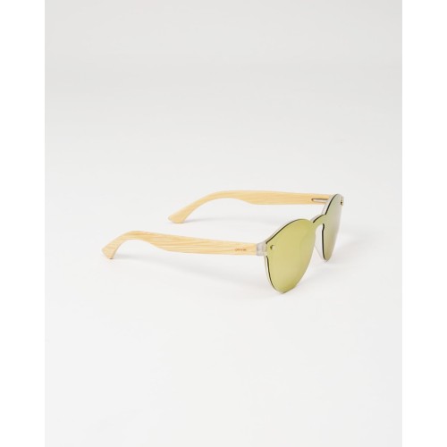 Γυαλιά Ηλίου Polarized Χάλκινος Φακός Ξανθό Ξύλο Μπράτσο Mirror 13.50x14.50cm Χάλκινο