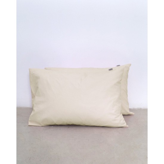 Ζεύγος Βαμβακερές Μαξιλαροθήκες Daker 50x70cm Μπεζ Ζεύγος Βαμβακερές Μαξιλαροθήκες Daker 50x70cm Μπεζ