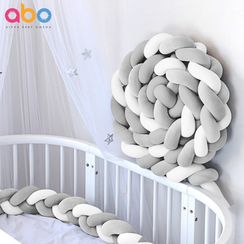 Πάντα Πλεξούδα Βελουτέ Γκρί Λευκό 2m ABO