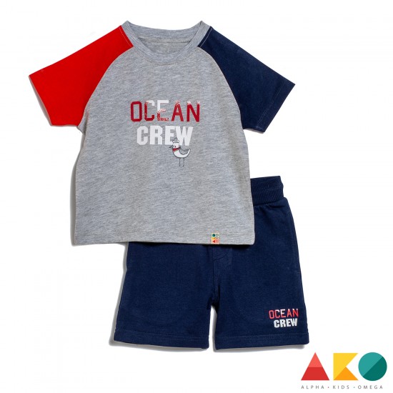 Σετ κοντομάνικο μπλουζάκι με βερμούδα Ocean crew AKO