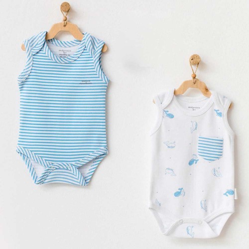 Σετ 2 αμάνικα κορμάκια Cute Whale