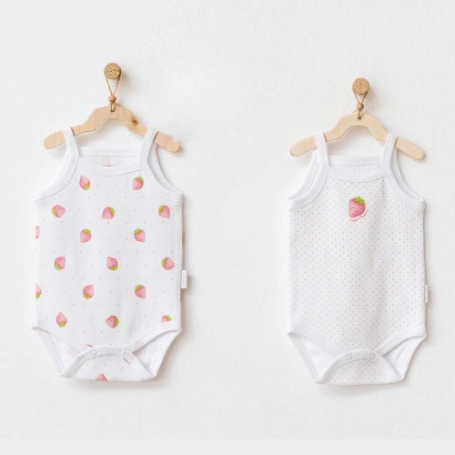 Σετ 2 αμάνικα κορμάκια Strawberry Picnic Time