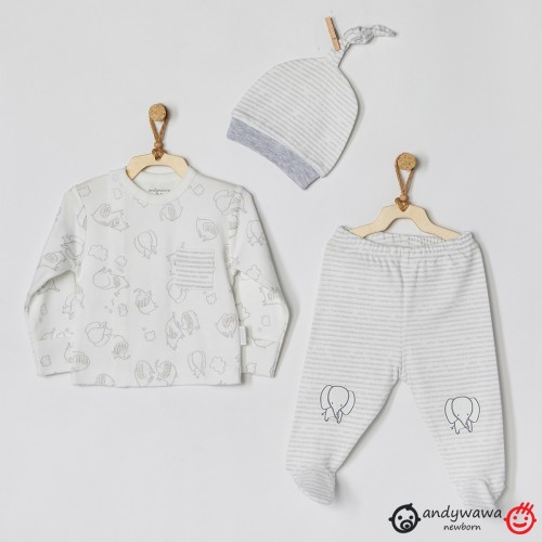 Μπλουζάκι με παντελονάκι και σκουφάκι Ι love my mummy and daddy