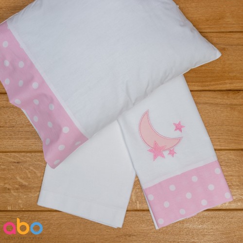 Σετ σεντόνια καλαθούνας-λίκνου  3τμχ carousel ροζ   ABO