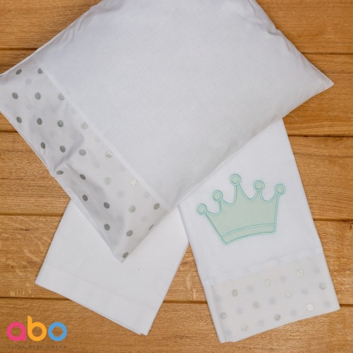 Σετ σεντόνια καλαθούνας-λίκνου  3τμχ  queens crown Μέντα  ABO