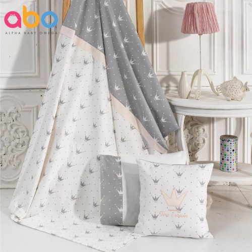 Σετ παπλωματοθήκη-μαξιλαροθήκη Crown Ροζ