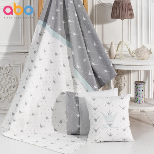 Σετ παπλωματοθήκη-μαξιλαροθήκη Crown Μπλέ