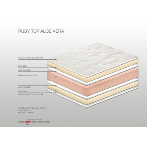 Ανώστρωμα Bs Strom Ruby aloe vera διπλό 150x190x6cm - Ελληνικής κατασκευής