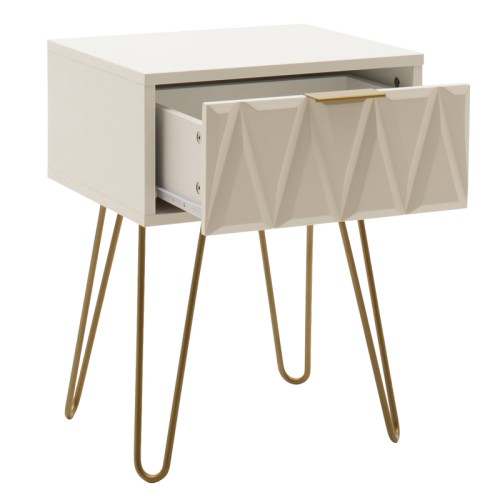 Κομοδίνο Isla χρώμα λευκό painting-χρυσό 42x35x55εκ Κομοδίνο Isla χρώμα λευκό painting-χρυσό 42x35x55εκ