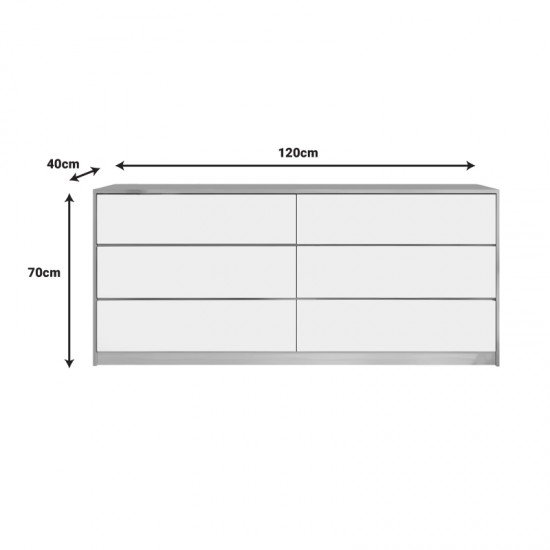 Συρταριέρα Kuanger σε λευκή-φυσική απόχρωση 120x40x70εκ