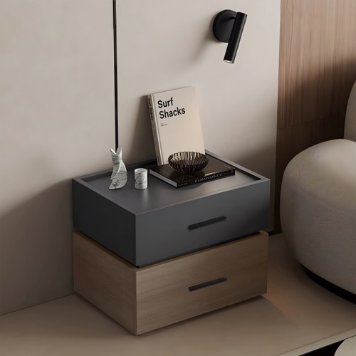 Κομοδίνο Sonlen mdf σε sonoma-ανθρακί απόχρωση 60x40x44.5εκ