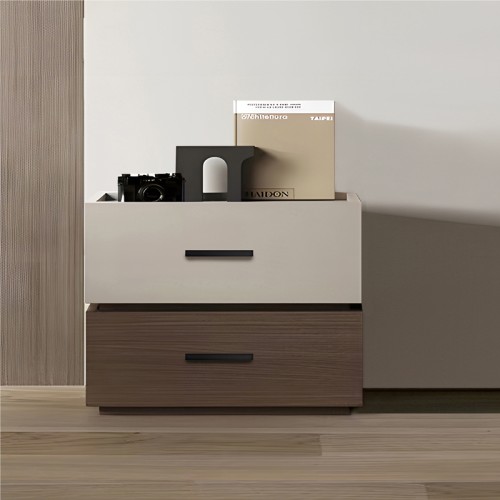 Κομοδίνο Sonlen mdf σε καρυδί-μπεζ απόχρωση 60x40x44.5εκ