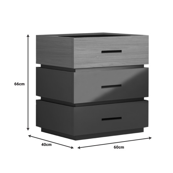 Κομοδίνο Sonlen mdf σε sonoma-ανθρακί απόχρωση 60x40x66εκ Κομοδίνο Sonlen mdf σε sonoma-ανθρακί απόχρωση 60x40x66εκ