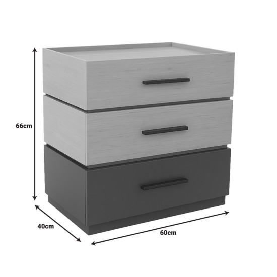 Κομοδίνο Sonlen mdf σε sonoma-ανθρακί απόχρωση 60x40x66εκ Κομοδίνο Sonlen mdf σε sonoma-ανθρακί απόχρωση 60x40x66εκ