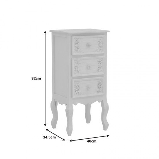 Συρταριέρα Pazlen Inart mdf σε λευκή αντικέ απόχρωση 40x34.5x82εκ