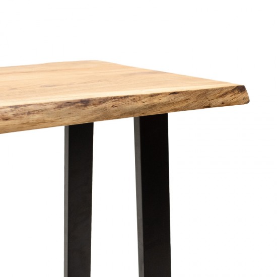 Τραπέζι μπαρ-κονσόλα Miles μασίφ ξύλο 4εκ φυσικό-πόδι μαύρο 120x53x97εκ