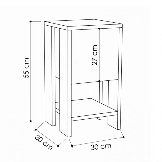 Κομοδίνο Ema χρώμα λευκό 30x30x55εκ