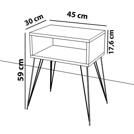 Κομοδίνο Naida λευκό μελαμίνης 45x30x59εκ