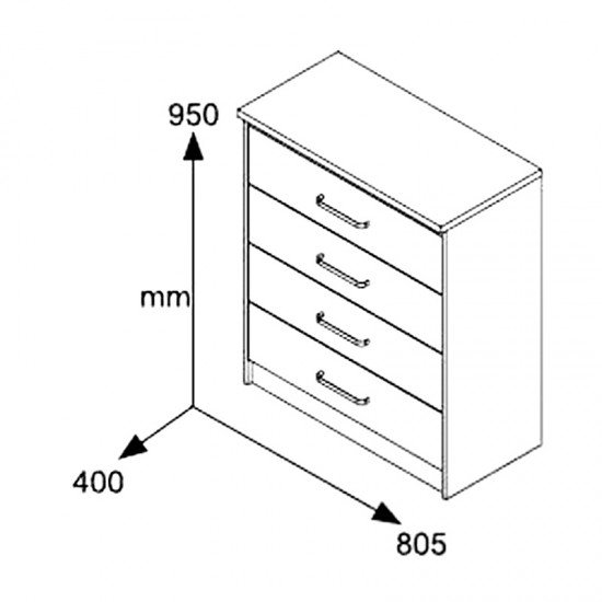 Συρταριέρα OLYMPUS με 4 συρτάρια χρώμα wenge 80x40x95εκ