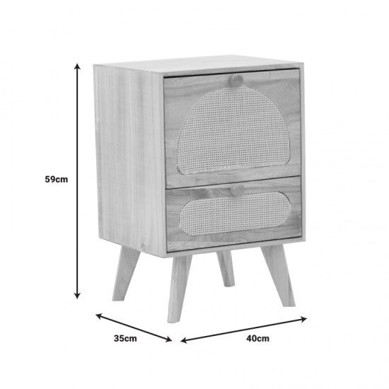 Κομοδίνο Finian ξύλο σε φυσική απόχρωση 40x35x59εκ