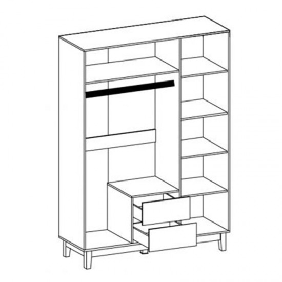 Ντουλάπα Awell τρίφυλλη sonoma-λευκό 153.5x54.5x216εκ