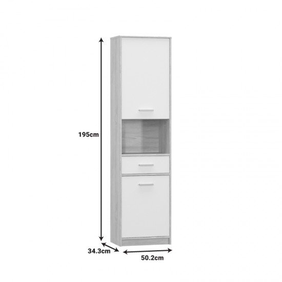 Ντουλάπα στήλη Letto σε oak - λευκό ματ απόχρωση 50,2x34,3x195εκ