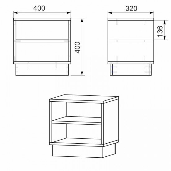 Κομοδίνο Mason λευκό 40x32x40εκ