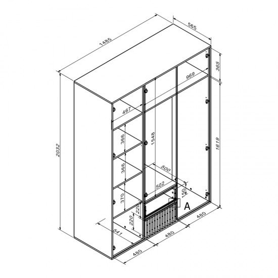 Ντουλάπα Bruse μελαμίνη σε sonoma-oak απόχρωση 148.5x56.5x203.2εκ