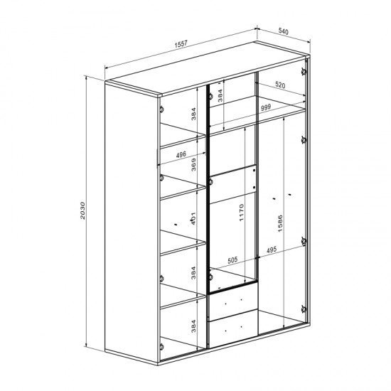 Ντουλάπα Rutenia μελαμίνη σε oak απόχρωση 155.7x54x203εκ