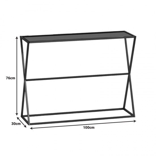 Κονσόλα Loujie I σε μαύρο μέταλλο-smoke γυαλί 100x30x76εκ
