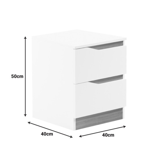 Κομοδίνο Verena σε λευκή-sonoma απόχρωση 40x40x50εκ