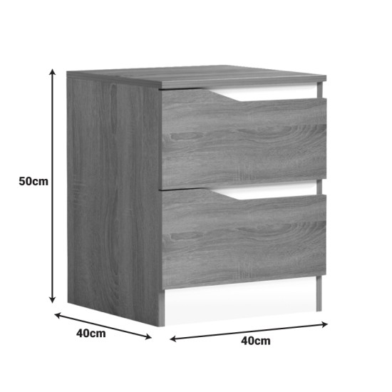 Κομοδίνο Verena sonoma-λευκό 40x40x50εκ