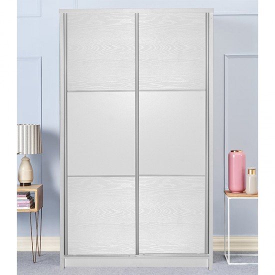 Ντουλάπα ρούχων Griffin δίφυλλη με συρόμενες πόρτες χρώμα λευκό 121x56.5x180.5εκ