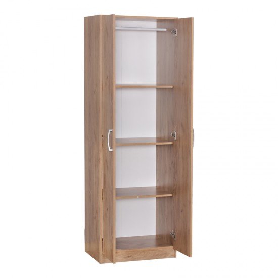 Ντουλάπα Jonar δίφυλλη oak μελαμίνης 60x42x180εκ