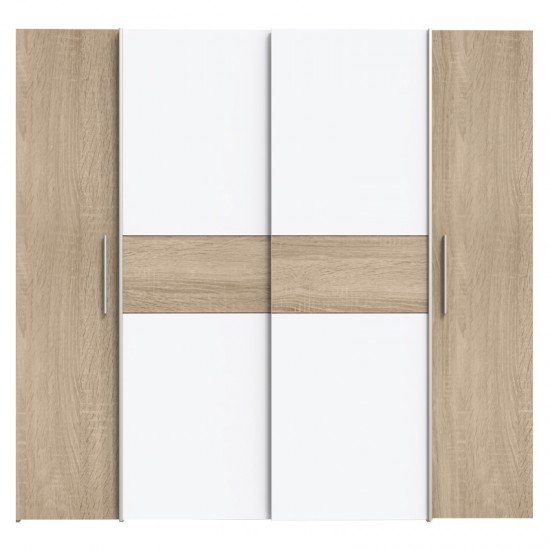 Ντουλάπα ρούχων Closet τετράφυλλη sonoma oak-λευκό μελαμίνης 200x61.5x190.5εκ