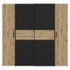 Ντουλάπα ρούχων Bekerk τετράφυλλη μαύρο-oak μελαμίνης 200x61x190.5εκ