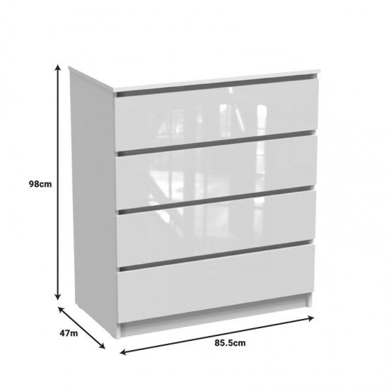 Συρταριέρα Dicama mdf-μελαμίνη σε λευκη glossy απόχρωση 85.5x47x98εκ