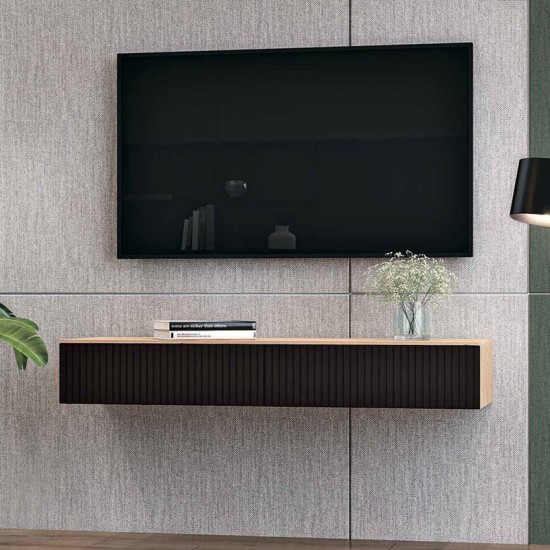 Κονσόλα με 2 συρτάρια Doha mdf σε μαύρη με oak απόχρωση 120x41x20cm Κονσόλα με 2 συρτάρια Doha mdf σε μαύρη με oak απόχρωση 120x41x20cm
