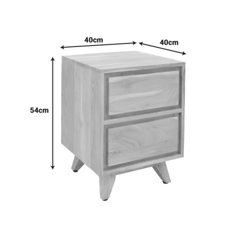 Κομοδίνο Emira μασίφ ακακίας σε φυσική απόχρωση 40x40x54εκ